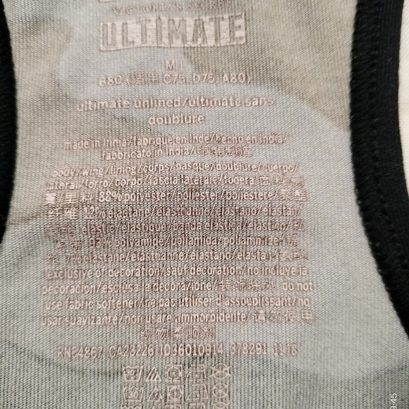 VS Pink Ultimate Racerback Camo Sports Bra Sz Medium Unlined - Picture 6 of 10